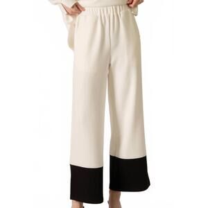 NEW BEFORE YOU colorblock wide leg pants in ivory